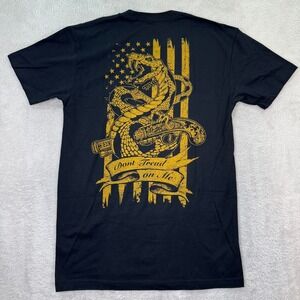 NEW Zero Foxtrot T-Shirt Men Small Black Graphic Don't Tread on Me Snake USA Gun